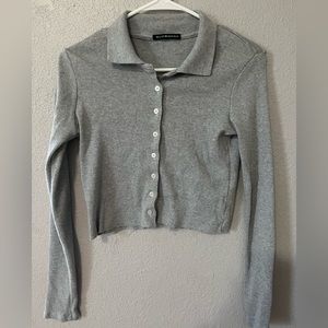 One size, gray, Brandy Melville, button down cropped shirt